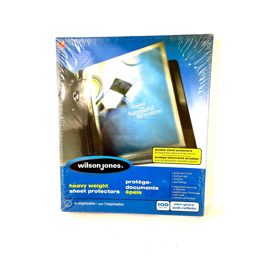 Wilson Jones Heavy Weight Sheet Protectors 100ct Non-Glare Top Loading 14147